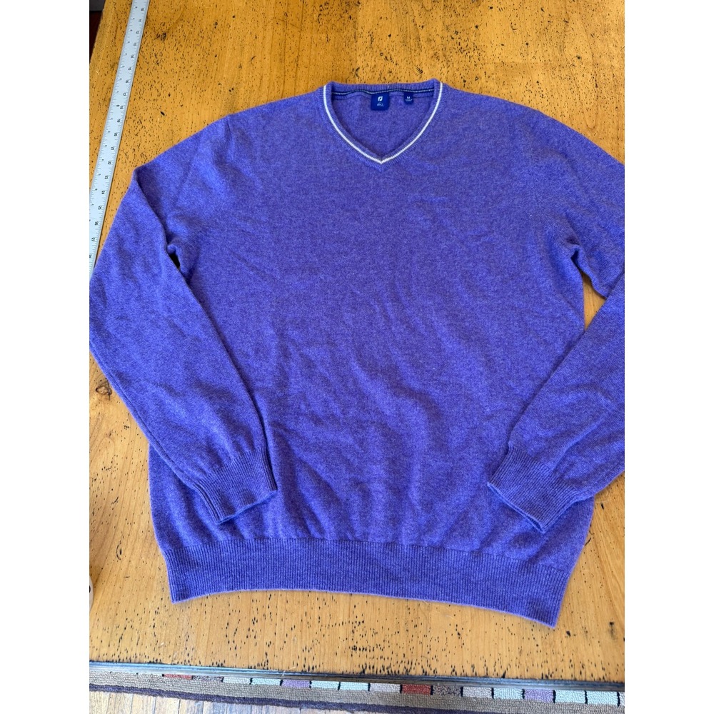 FootJoy 1857 Size M Mens Purple 100% Cashmere V-Neck Knit Golf Sweater Luxury